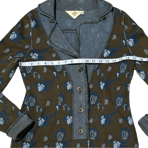 Anthropologie WHR Floral Design Boho Blazer Elbow Patches Hippie Jacket Size S - Picture 8 of 12